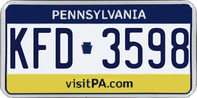 PA license plate KFD3598