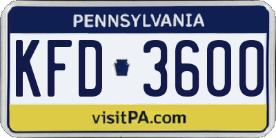 PA license plate KFD3600