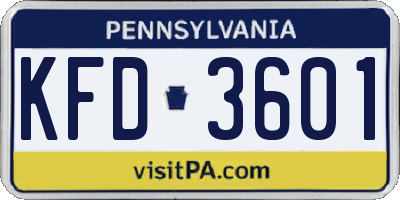 PA license plate KFD3601