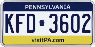 PA license plate KFD3602