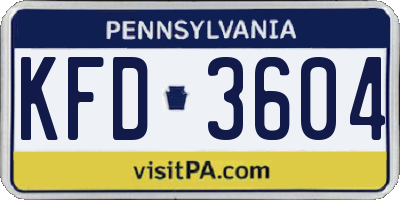 PA license plate KFD3604