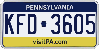 PA license plate KFD3605