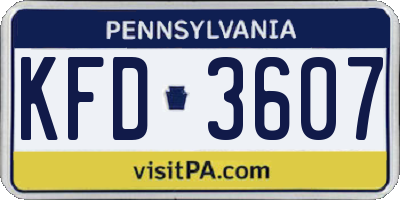 PA license plate KFD3607
