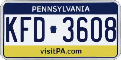 PA license plate KFD3608