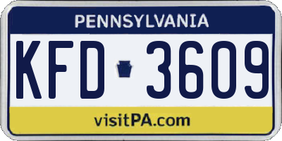 PA license plate KFD3609