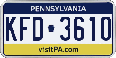 PA license plate KFD3610