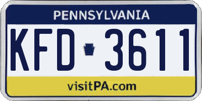 PA license plate KFD3611