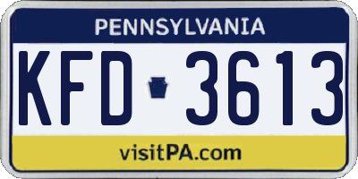 PA license plate KFD3613