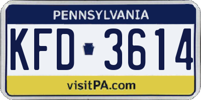 PA license plate KFD3614