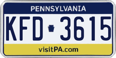 PA license plate KFD3615