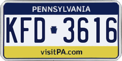 PA license plate KFD3616