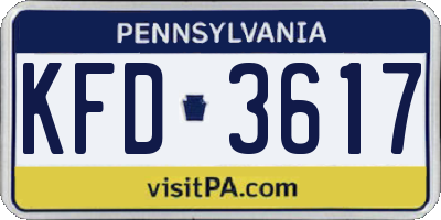 PA license plate KFD3617