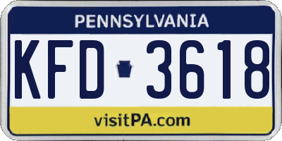 PA license plate KFD3618