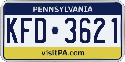 PA license plate KFD3621