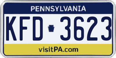 PA license plate KFD3623