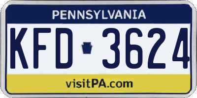 PA license plate KFD3624