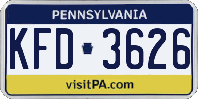 PA license plate KFD3626