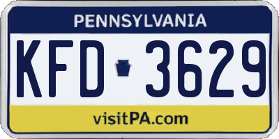 PA license plate KFD3629