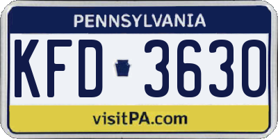 PA license plate KFD3630