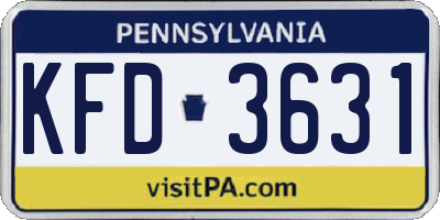 PA license plate KFD3631