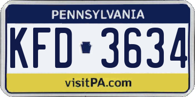 PA license plate KFD3634