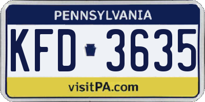 PA license plate KFD3635