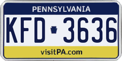 PA license plate KFD3636