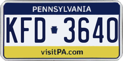 PA license plate KFD3640