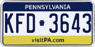 PA license plate KFD3643