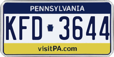 PA license plate KFD3644