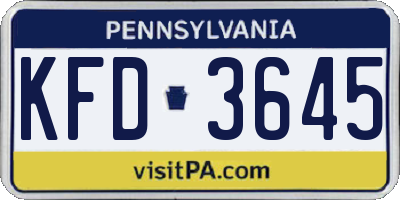 PA license plate KFD3645