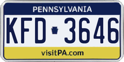 PA license plate KFD3646