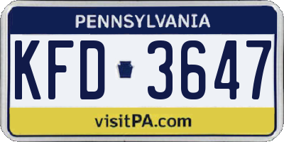 PA license plate KFD3647