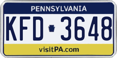 PA license plate KFD3648
