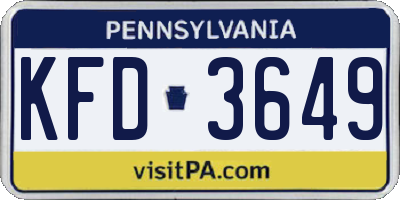 PA license plate KFD3649