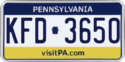 PA license plate KFD3650