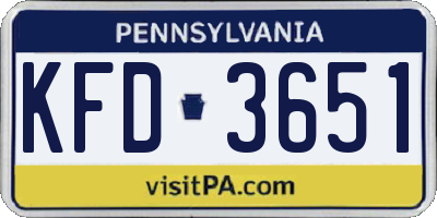 PA license plate KFD3651