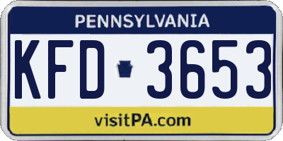 PA license plate KFD3653