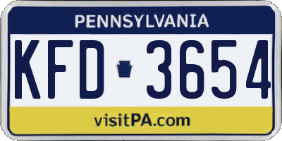 PA license plate KFD3654