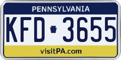 PA license plate KFD3655