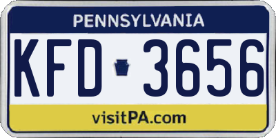 PA license plate KFD3656