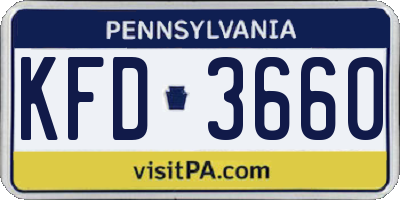 PA license plate KFD3660