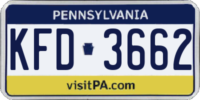 PA license plate KFD3662