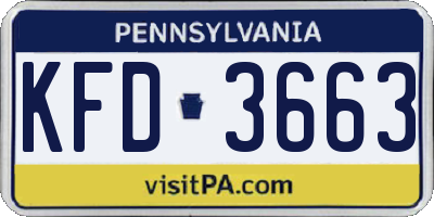 PA license plate KFD3663