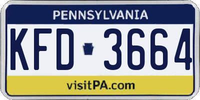 PA license plate KFD3664