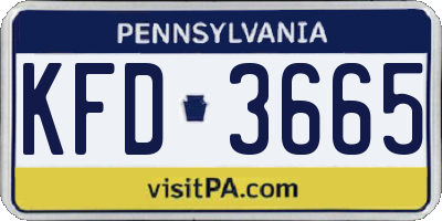 PA license plate KFD3665