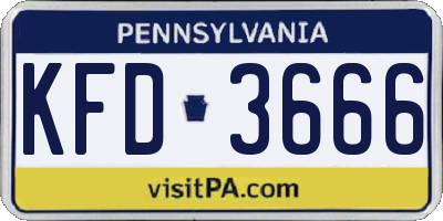 PA license plate KFD3666