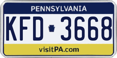 PA license plate KFD3668