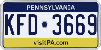 PA license plate KFD3669