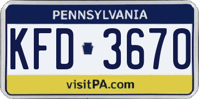 PA license plate KFD3670